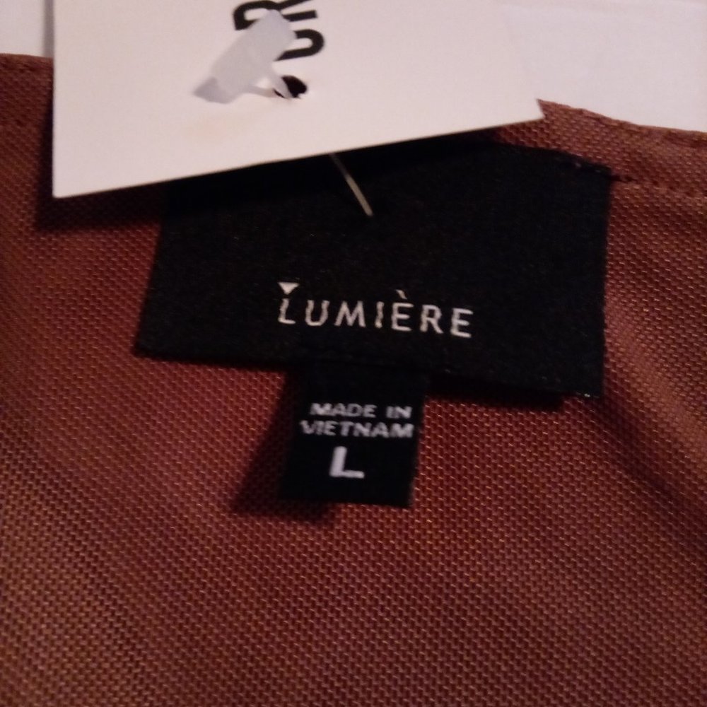 LUMIERE Ruched Cinch bodycon brown mini dress sz XS, S, M, L NWT - Picture 14 of 15
